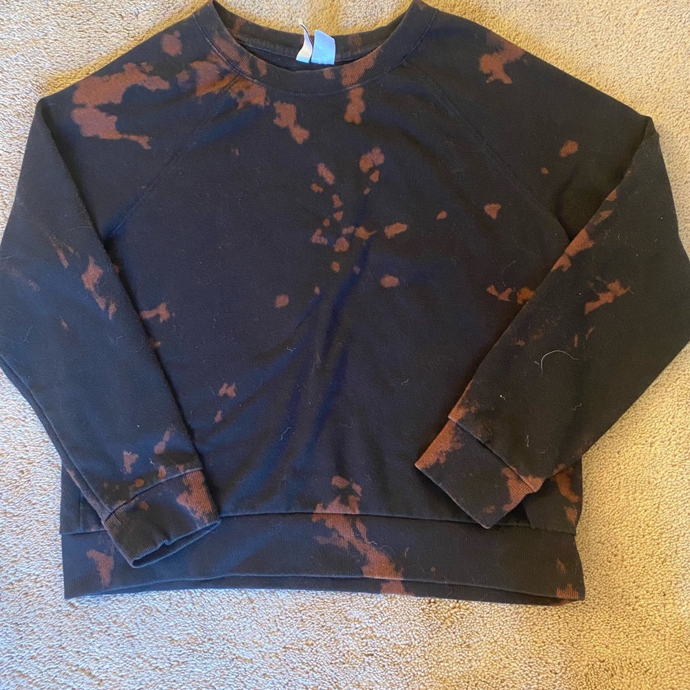 H&M Black and Brown Tie-Dye Crew Neck Sweatshirt